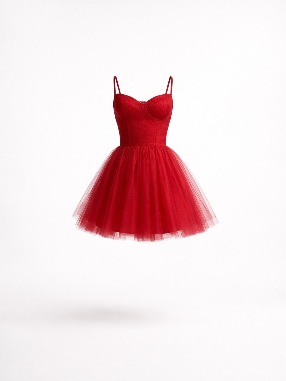 Red Tulle Bustier Formal Dance Mini Dress SZ 4 - Picture 2 of 3